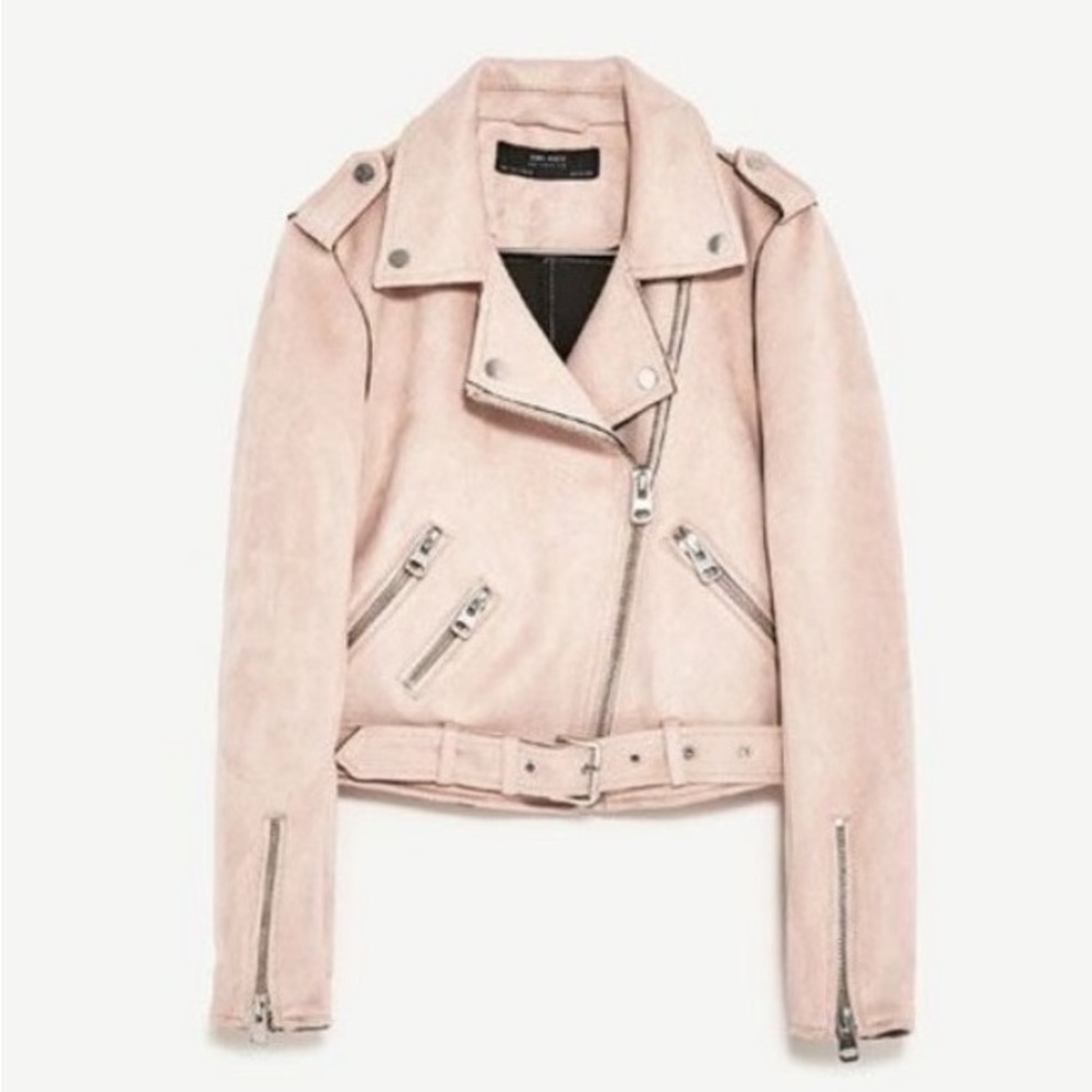 Zara Cropped Suede Biker Jacket size S